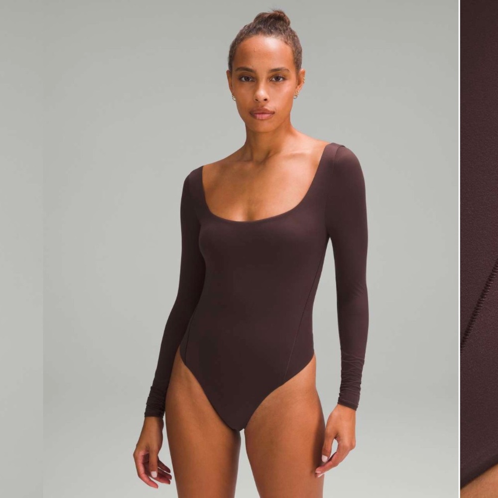 lululemon athletica Long Sleeve Bodysuit in Dark Brown